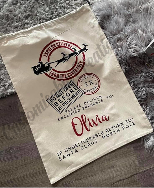 Christmas Personalised Santa Present Sack