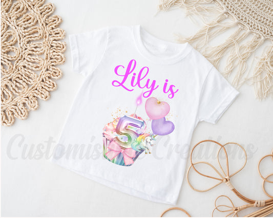 Unicorn Cupcake Birthday T-shirt