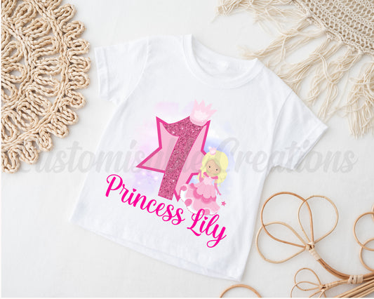 Blonde Hair Princess Birthday T-shirt