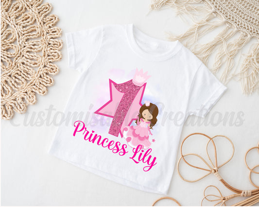 Dark Hair Princess Birthday T-shirt