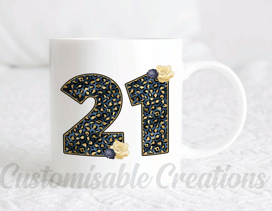 Navy Leopard Milestone Mug