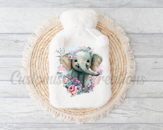 Pink Floral Elephant Hot Water Bottle