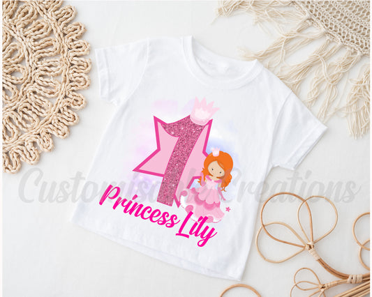 Red Hair Princess Birthday T-shirt