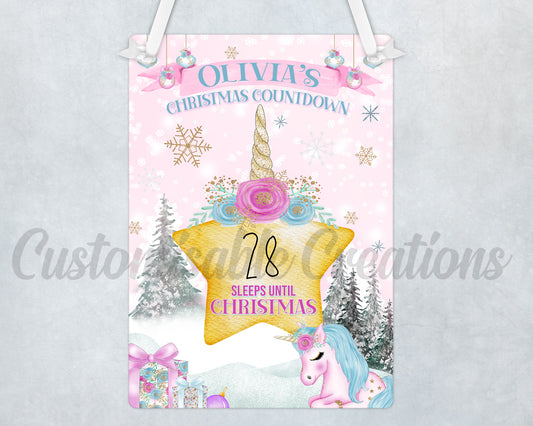 Christmas Unicorn Countdown Board