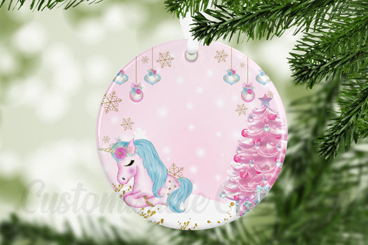 Christmas Pink Unicorn Bauble